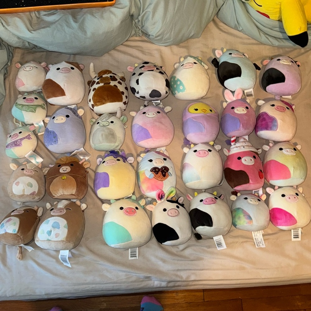 Squishmallow 5 inch cow bundle , complete set , RARE HTF NWT !